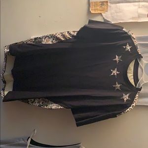 Black & Cheetah print Leather Shirt